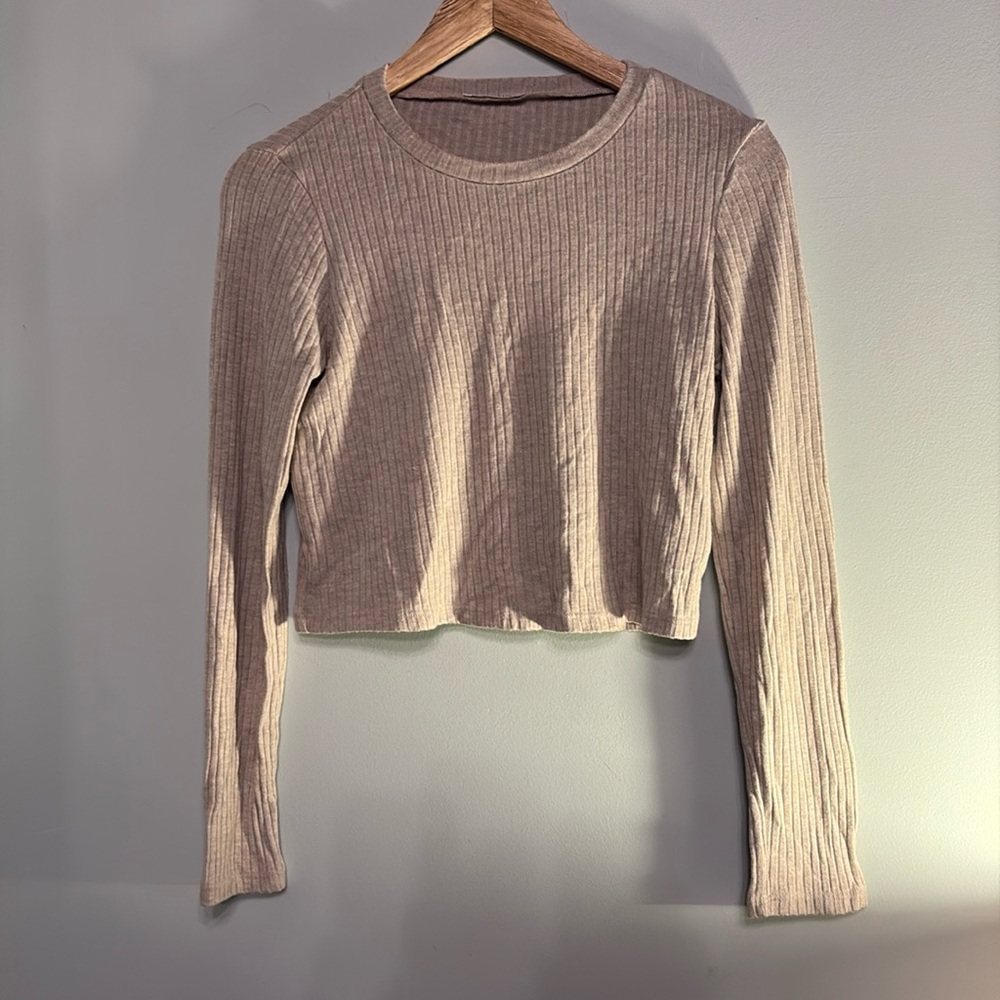 Reformation Cropped Ribbed Long Sleeve Top